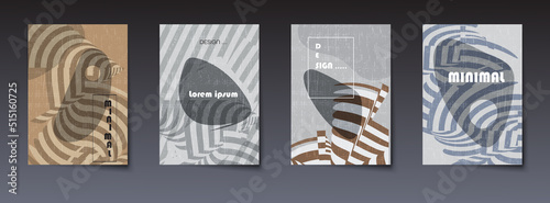 Vector set of abstract black line color pattern background. Minimal modern graphic design, element with geometric shape, retro style, texture paper background for poster template, cover, banner, flyer