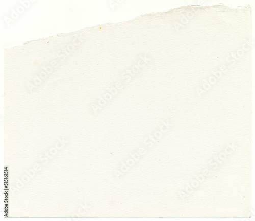 High quality, high resolution magnified close up white watercolor uncoated paper with torn, uneven edge and thick grain fiber, copyspace for text for mockups and ultra hd wallpapers