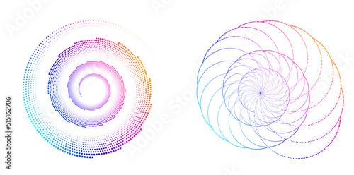 Fototapeta Naklejka Na Ścianę i Meble -  Set design element circle. Isolated bold vector colors  golden ring from. Abstract glow wavy stripes of many glittering swirl created using Blend Tool. Vector illustration EPS10 for your presentation