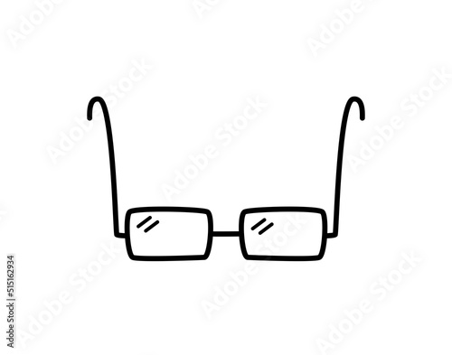 Sunglasses, vision correction, vector doodle illustration optics. Cartoon sketch glasses isolate on white.