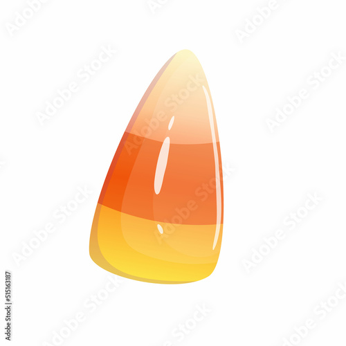 Candy corn halloween sweet isolated. Cartoon vector illustration. Sweet food. Orange and yellow dessert candy corn