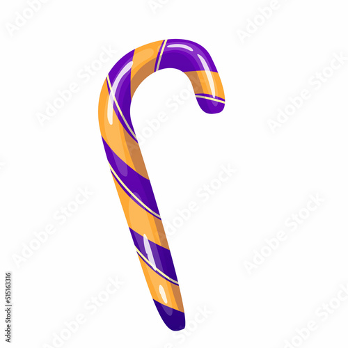 Halloween lollipop sweet candy isolated. Cartoon vector illustration.Sweet food. Festive dessert cane spiral with stripes