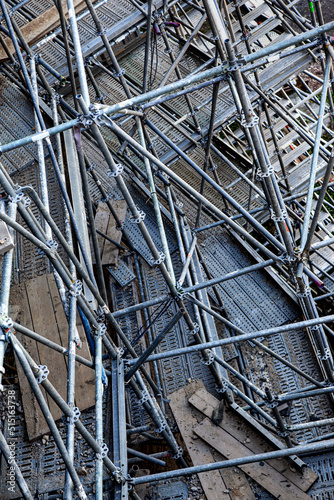 Close up of a scaffolding on a construction site