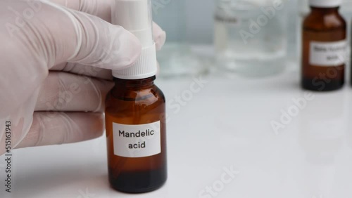 mandelic acid is a chemical ingredient in beauty product, chemicals used in laboratory experiments photo