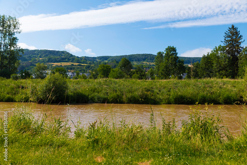 Bilde på lerret the river sure in luxembourg with landscape background