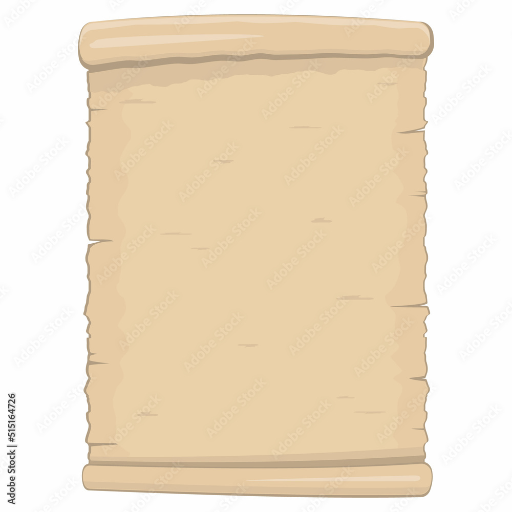 Fototapeta premium Parchment old paper sheet vector illustration isolated on white background.