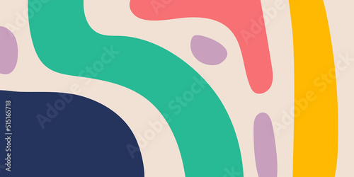 Abstract organic wavy shapes background. Hand drawn colorful banner. For newsletter, web header, social media post, promotional banner, advertising and identity. Vector illustration, flat design