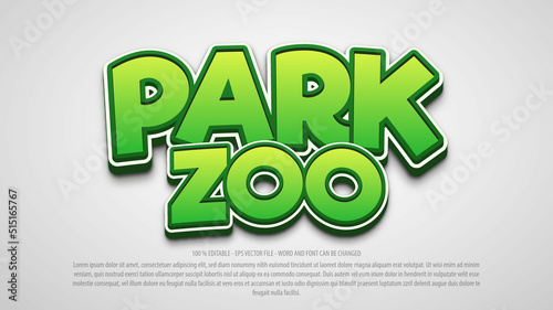 Park zoo 3d style editable text effect