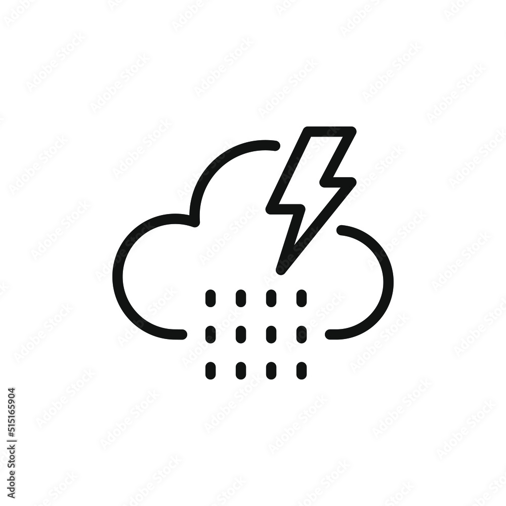 Rainstorm weather icon line style isolated on white background. Vector illustration Rainstorm weather icon line style isolated on white background. Vector illustration
