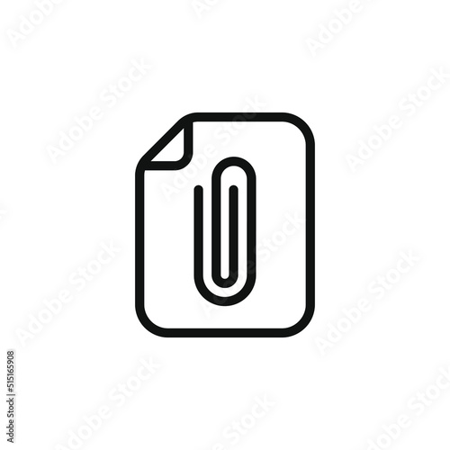 File attachment icon line style isolated on white background. Vector illustration