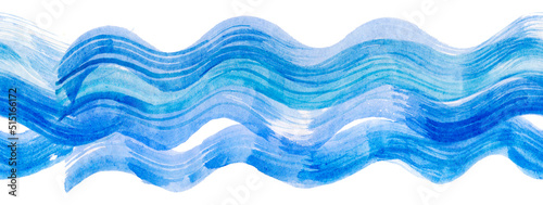 A watercolor stripe pattern in vibrant oceanic blues. Wet on wet watercolor on cotton paper.