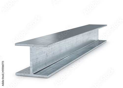 Steel beam on white background. 3d rendering