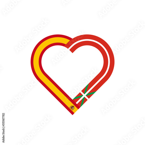 unity concept. heart ribbon icon of spain and basque flags. vector illustration isolated on white background