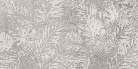 Flowers on the old white wall background, digital wall tiles or wallpaper design