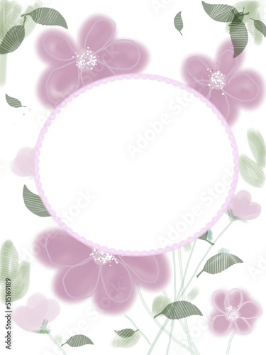 pink flower frame. Vector floral background with flowers  leaves. Stylized garden in tints of pink and green. Light abstract illustration with text box