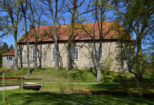 Historical Church in Spring in the Village Dorfmark, Lower Saxony