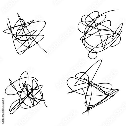 Tangled abstract scribble with hand drawn line.