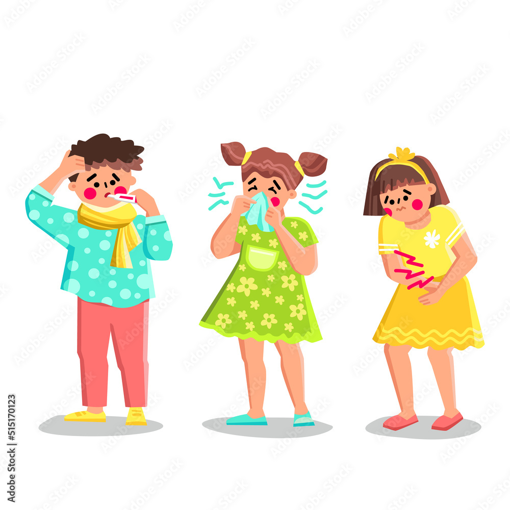 unhealthy sick kid vector. flu home, boy girl, ill patient child unhealthy sick kid character. people flat cartoon illustration unhealthy sick kid vector. flu home, boy girl, ill patient child unhealthy sick kid character. people flat cartoon illustration