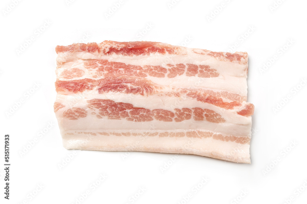 Raw bacon isolated on white background Raw bacon isolated on white background