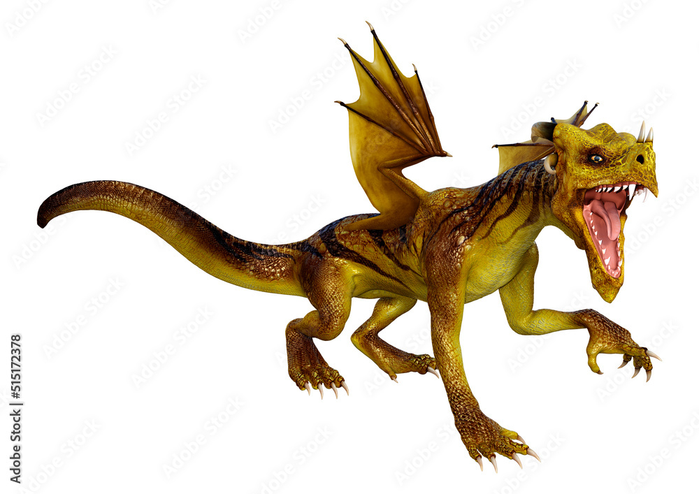 Fototapeta premium 3D Rendering Fairy Tale Dragon on White