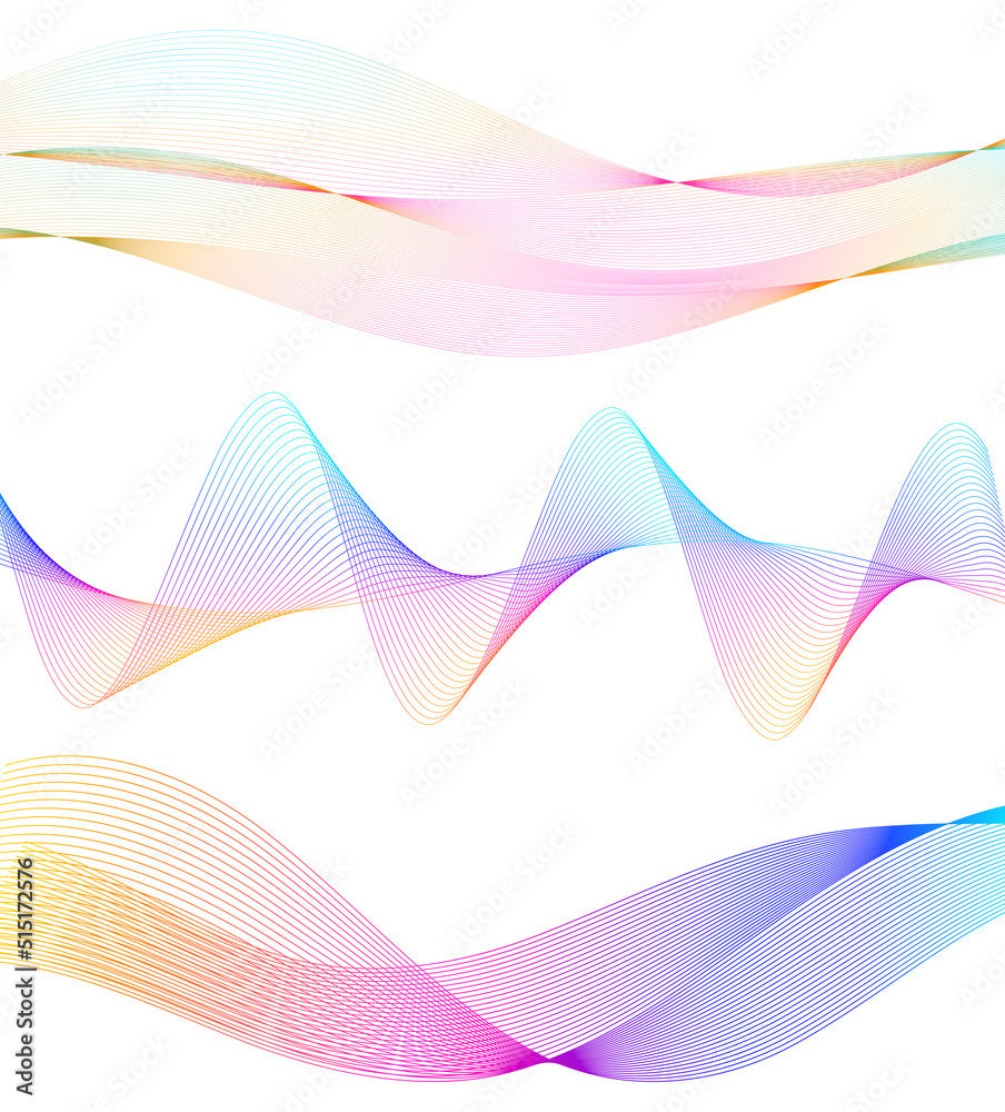 Set Abstract lines colors design element on white background of waves. Vector Illustration eps 10 for grunge elegant business card, print brochure, flyer, banners, cover book, label, fabric Set Abstract lines colors design element on white background of waves. Vector Illustration eps 10 for grunge elegant business card, print brochure, flyer, banners, cover book, label, fabric
