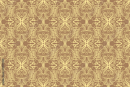 Vintage venetian seamless pattern. Symmetric bicolor exquisite wallpaper. Vector repeating ornament design.