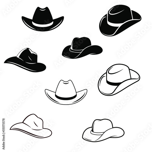 Cowboy hat icon vector set. west illustration sign collection. Texas symbol or logo.