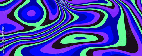 Op-art psychedelic background with distorted and wavy lines and curves. The 60s and 70s hippie style.