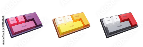 3d rendering colorful mini mechanical keyboard collection