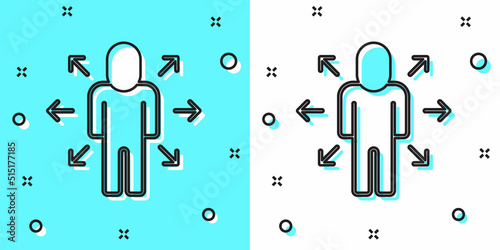Black line Multitasking manager working icon isolated on green and white background. Random dynamic shapes. Vector