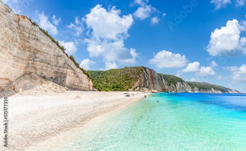 Landscape with Fteri beach on Kefalonia, Ionian island, Greece photo