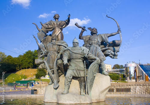 Monument to the founders of Kyiv on Independence Square, Ukraine photo