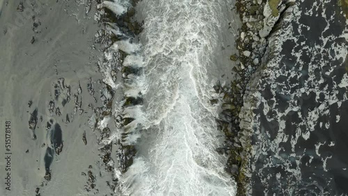 Following Drone-Topshot of a big river with many waterfalls photo