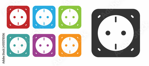 Black Electrical outlet icon isolated on white background. Power socket. Rosette symbol. Set icons colorful. Vector