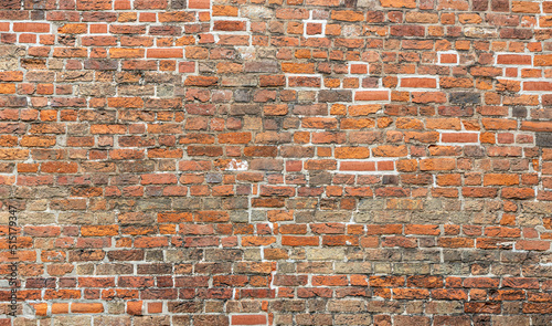texture of old red bricks wall background