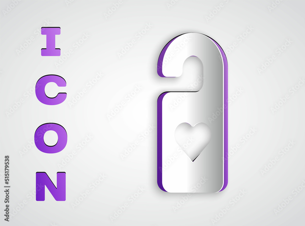 Paper cut Please do not disturb with heart icon isolated on grey background. Hotel Door Hanger Tags. Paper art style. Vector Paper cut Please do not disturb with heart icon isolated on grey background. Hotel Door Hanger Tags. Paper art style. Vector
