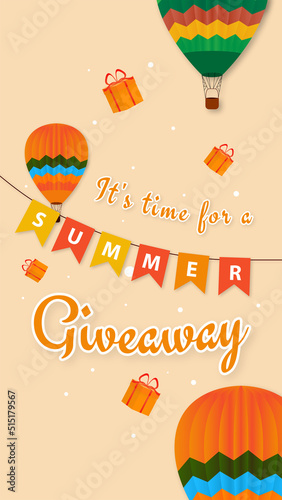 Summer Giveaway Contest Banner. Vector design for online advertising promotion.