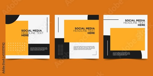 Black white orange minimalist social media post templates.