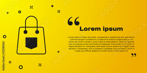 Black Handbag icon isolated on yellow background. Female handbag sign. Glamour casual baggage symbol. Vector