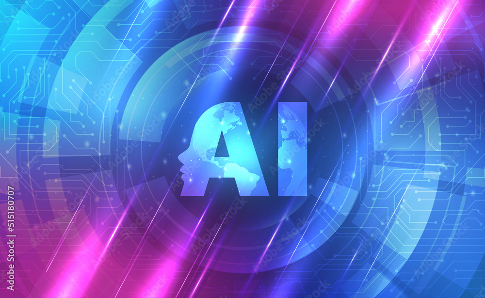 Obraz premium AI Artificial intelligence abstract background concept, Digital technology banner pink blue background binary code, abstract tech big data analysis, deep learning machine learning, illustration vector