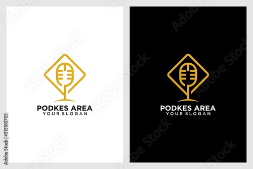 podcast logo design with area or sign