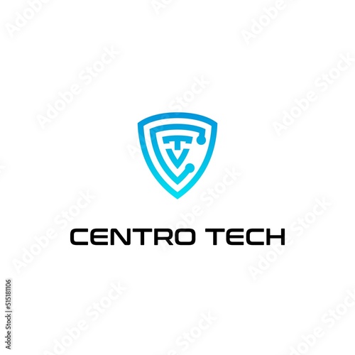 shield logo letter ct premium vector