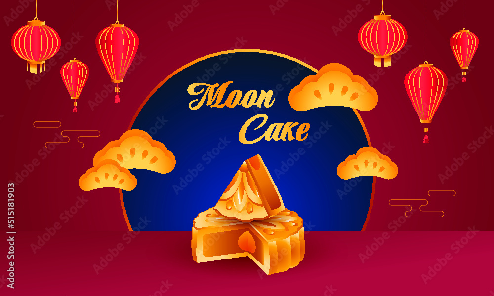 Mid autumn festival with red background and lantern