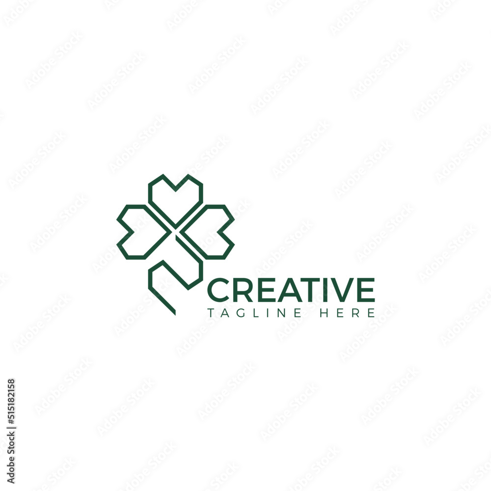 Abstract geometric clover leaf logo simple and minimalist style for brand identity Abstract geometric clover leaf logo simple and minimalist style for brand identity