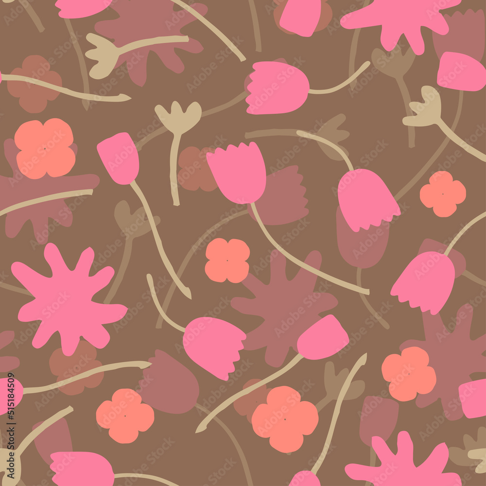 seamless mixed cute little flowers pattern background , greeting card or fabric