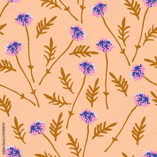 seamless circle wild flowers pattern background , greeting card or fabric
