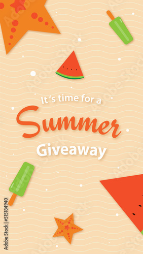Summer Giveaway Contest Banner. Vector design for online advertising promotion.