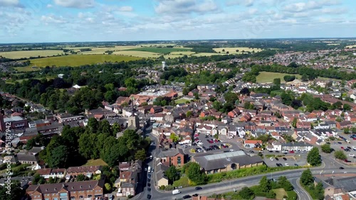 4k video footage of an aerial view of the town of Stowmarket in Suffolk, UK photo