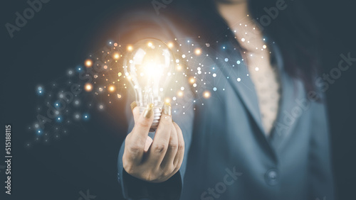 innovation technology concept womanHands holding light bulb for Concept new idea concept with innovation and inspiration,