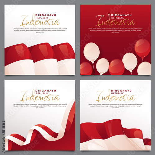 set of Indonesia's independence day celebration background